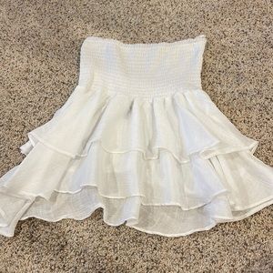 White ruffled miniskirt